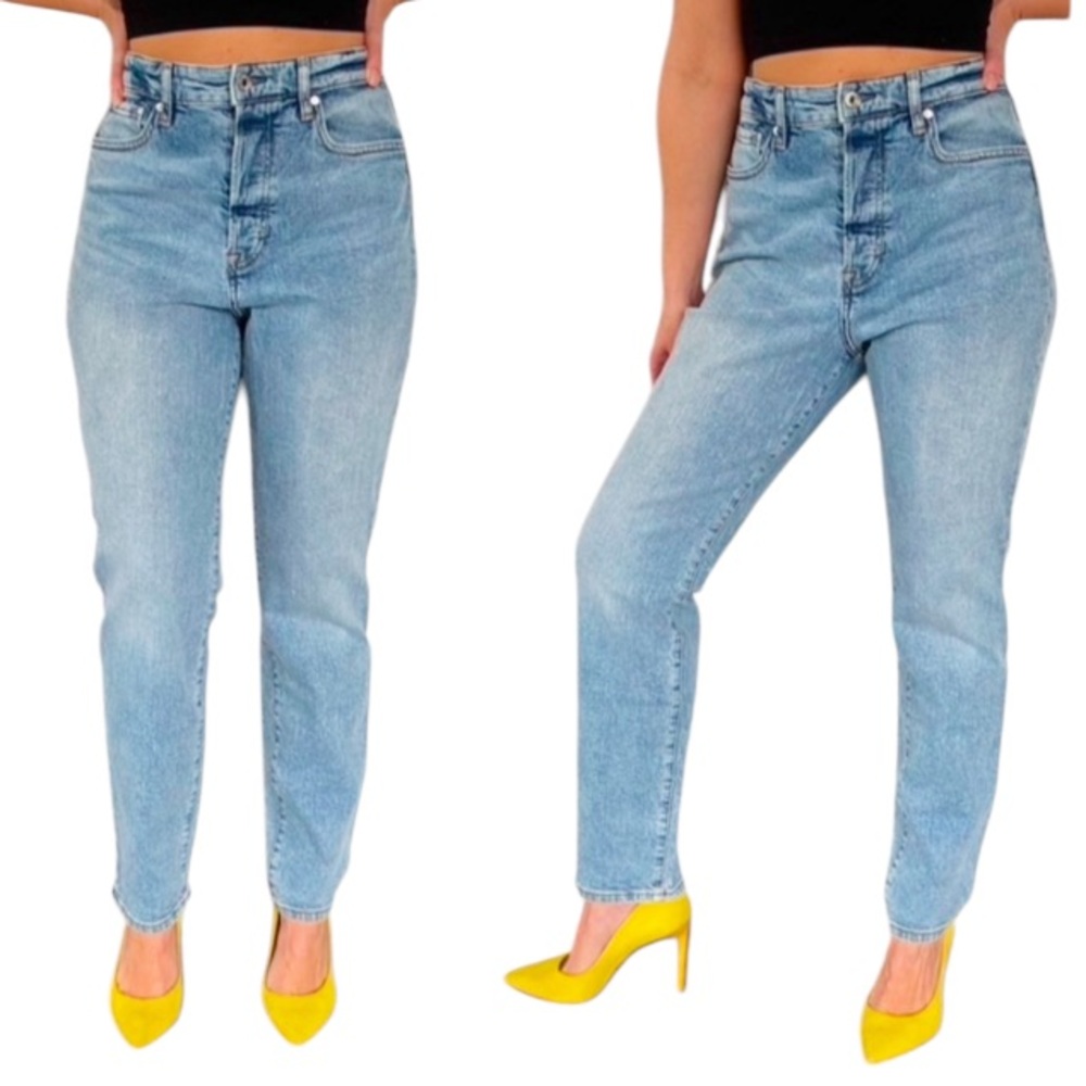 H&M &Denim light wash ultra high waist mom jeans size 8